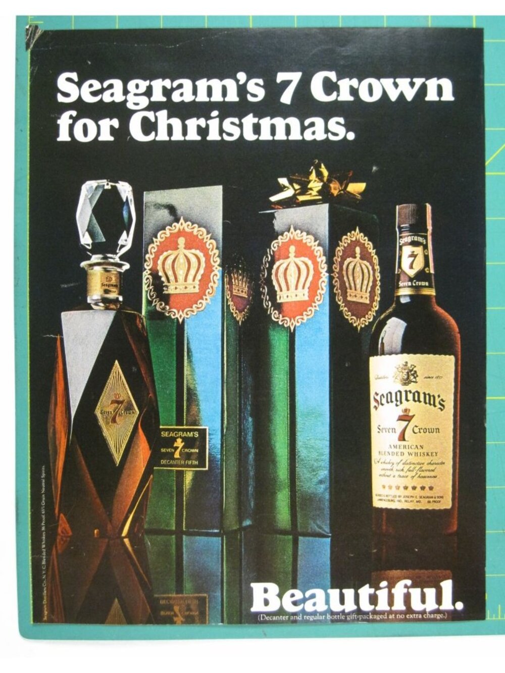 Print Ad Seagrams 7 Crown Whiskey Christmas 1960s Vintage Holiday Ad Cocktail